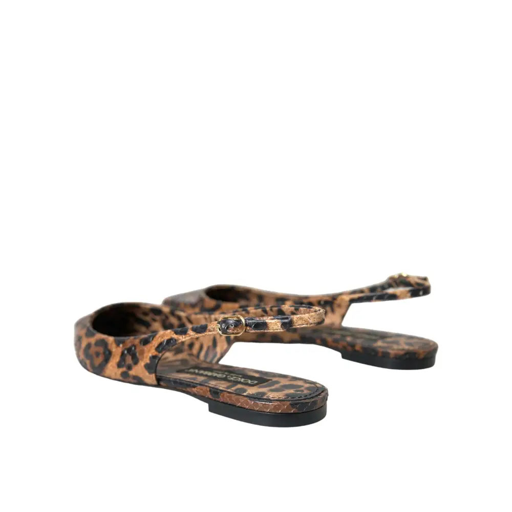 Dolce & Gabbana Braun Leopard Exotische Haut Slingback Schuhe - EU39/US8.5