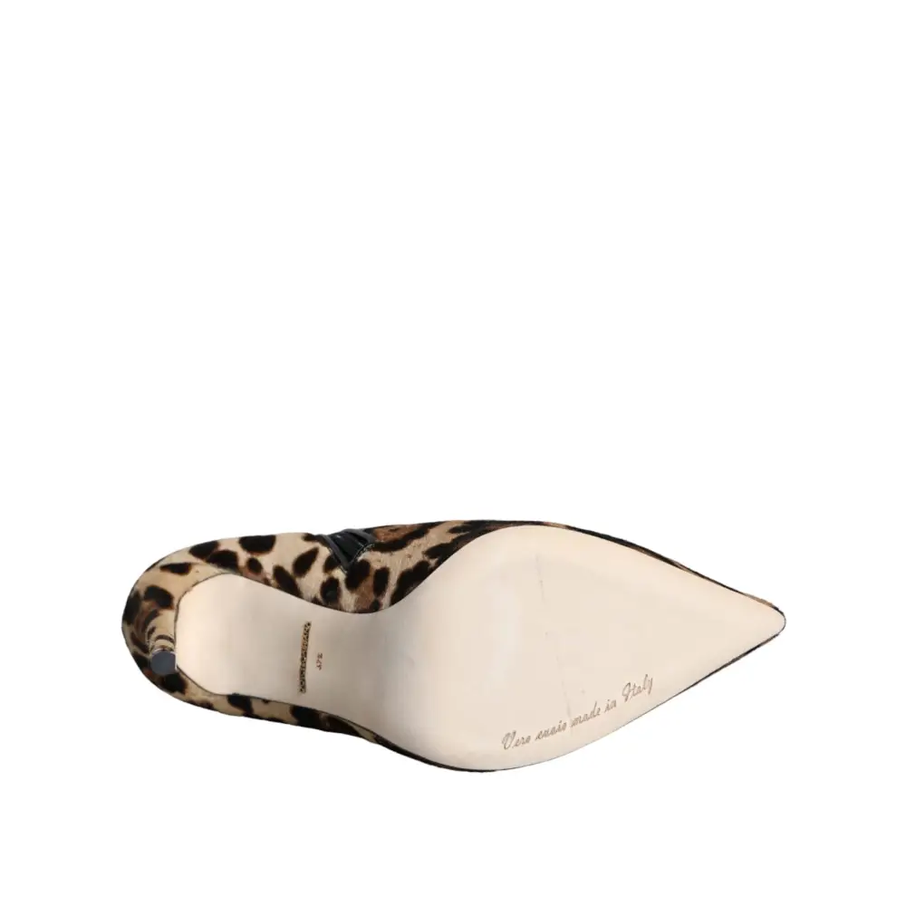 Dolce & Gabbana Braun Leopard Kalb Pelz Heels Stiefeletten Schuhe - EU37.5/US7