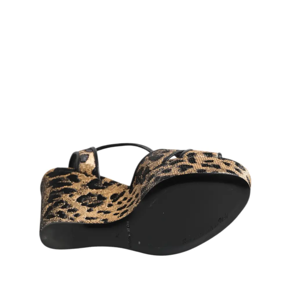 Dolce & Gabbana Braun Leopard Wedges Riemchensandalen Schuhe