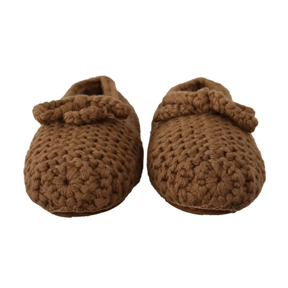 Dolce & Gabbana Braun Slip On Ballerina Flats Wolle stricken Schuhe