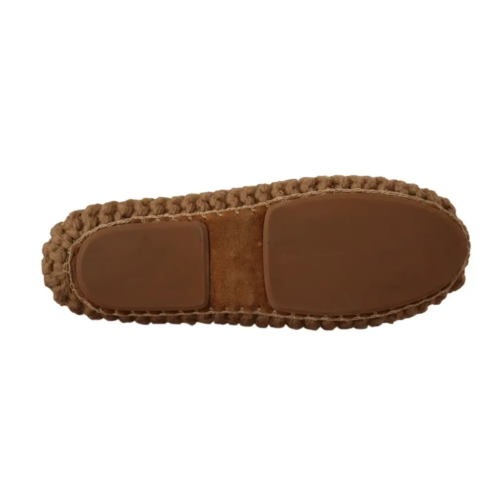 Dolce & Gabbana Braun Slip On Ballerina Flats Wolle stricken Schuhe