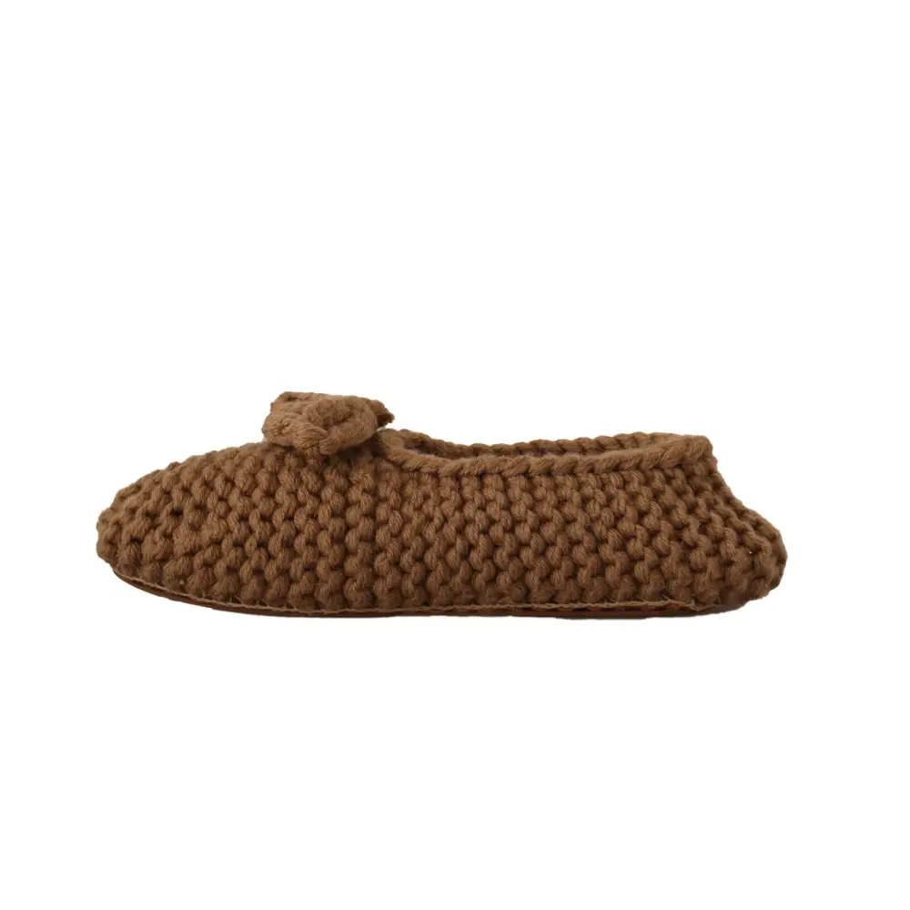 Dolce & Gabbana Braun Slip On Ballerina Flats Wolle stricken Schuhe