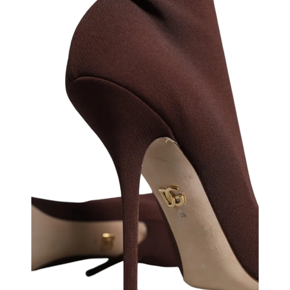 Dolce & Gabbana Braun Stiletto Heels Socken Stiefeletten Schuhe - EU39/US8.5