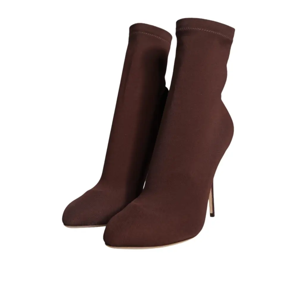 Dolce & Gabbana Braun Stiletto Heels Socken Stiefeletten Schuhe - EU39/US8.5