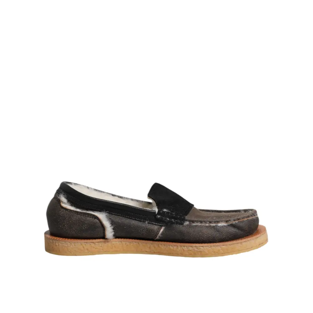 Dolce & Gabbana Braun Weiß Kalbsleder Loafers Schuhe - EU42/US9