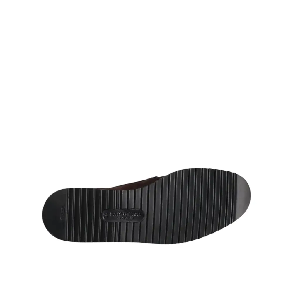 Dolce & Gabbana Braun Wildleder DG Familie Slip On Flats Schuhe - EU41.5/US8.5