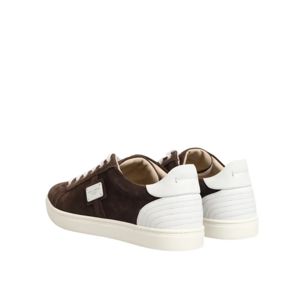 Dolce & Gabbana Braun Wildleder Leder Low Top Männer Turnschuhe Schuhe