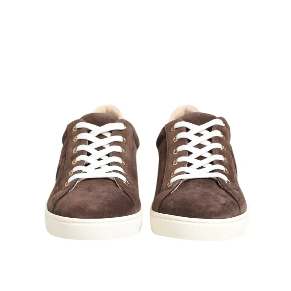 Dolce & Gabbana Braun Wildleder Leder Low Top Männer Turnschuhe Schuhe
