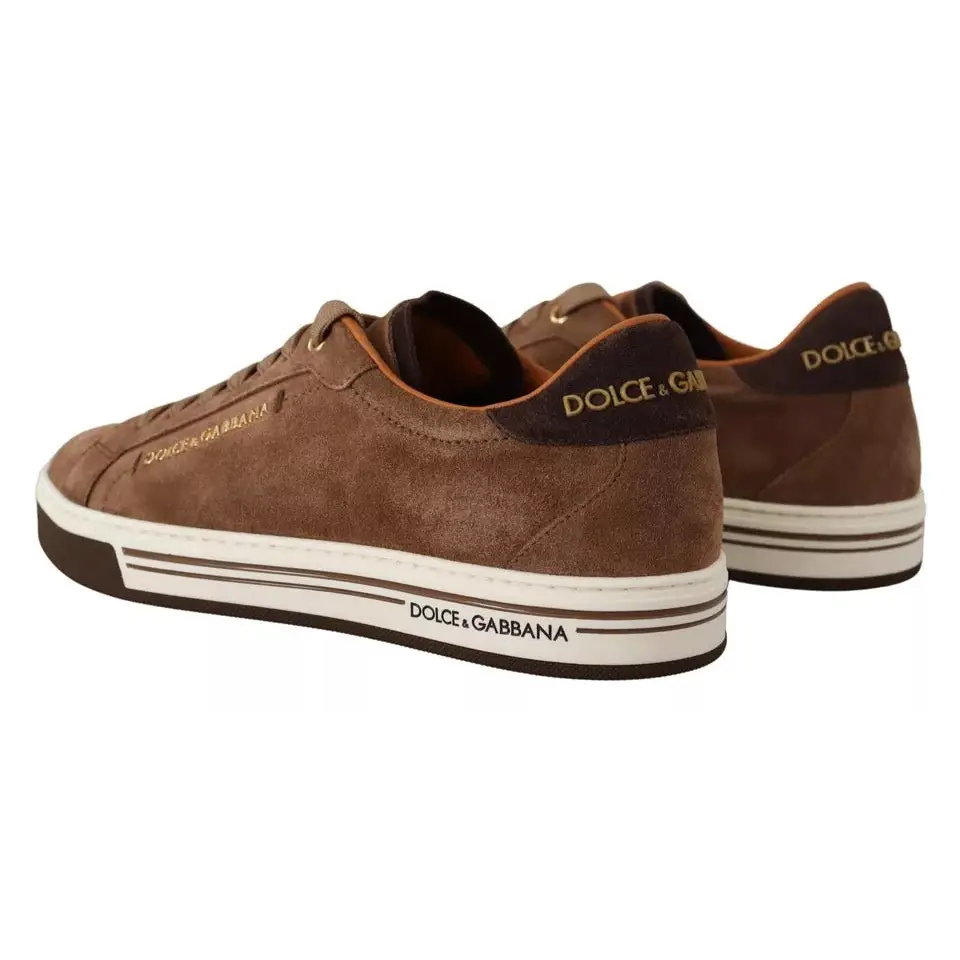 Dolce & Gabbana Braun Wildleder Logo Low Top Sneakers Männer Schuhe - EU39/US6