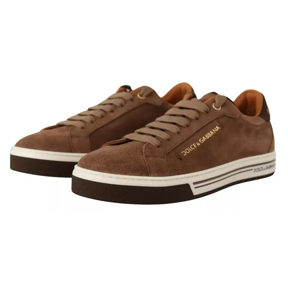 Dolce & Gabbana Braun Wildleder Logo Low Top Sneakers Männer Schuhe - EU39/US6