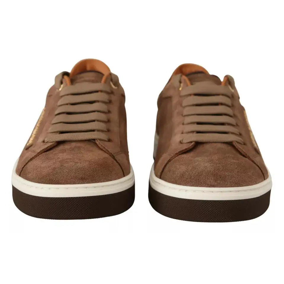 Dolce & Gabbana Braun Wildleder Logo Low Top Sneakers Männer Schuhe - EU39/US6