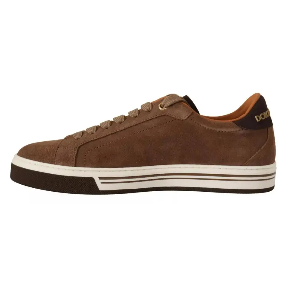 Dolce & Gabbana Braun Wildleder Logo Low Top Sneakers Männer Schuhe - EU39/US6
