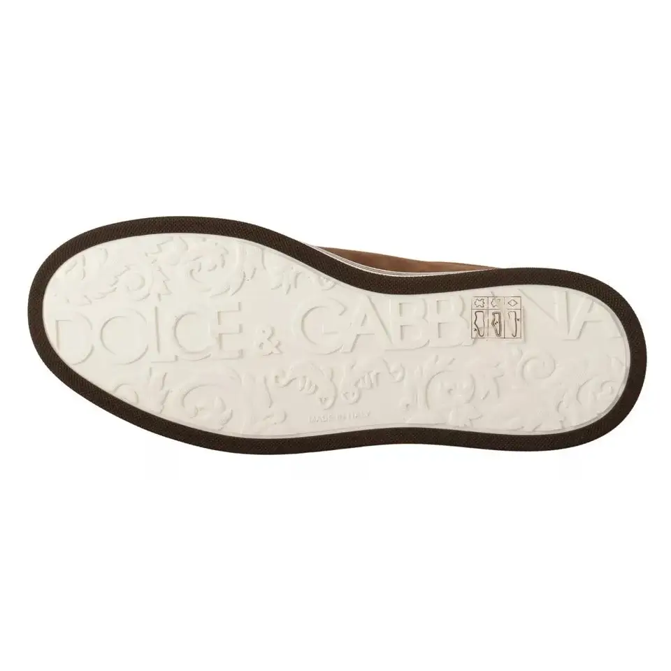 Dolce & Gabbana Braun Wildleder Logo Low Top Sneakers Männer Schuhe - EU39/US6