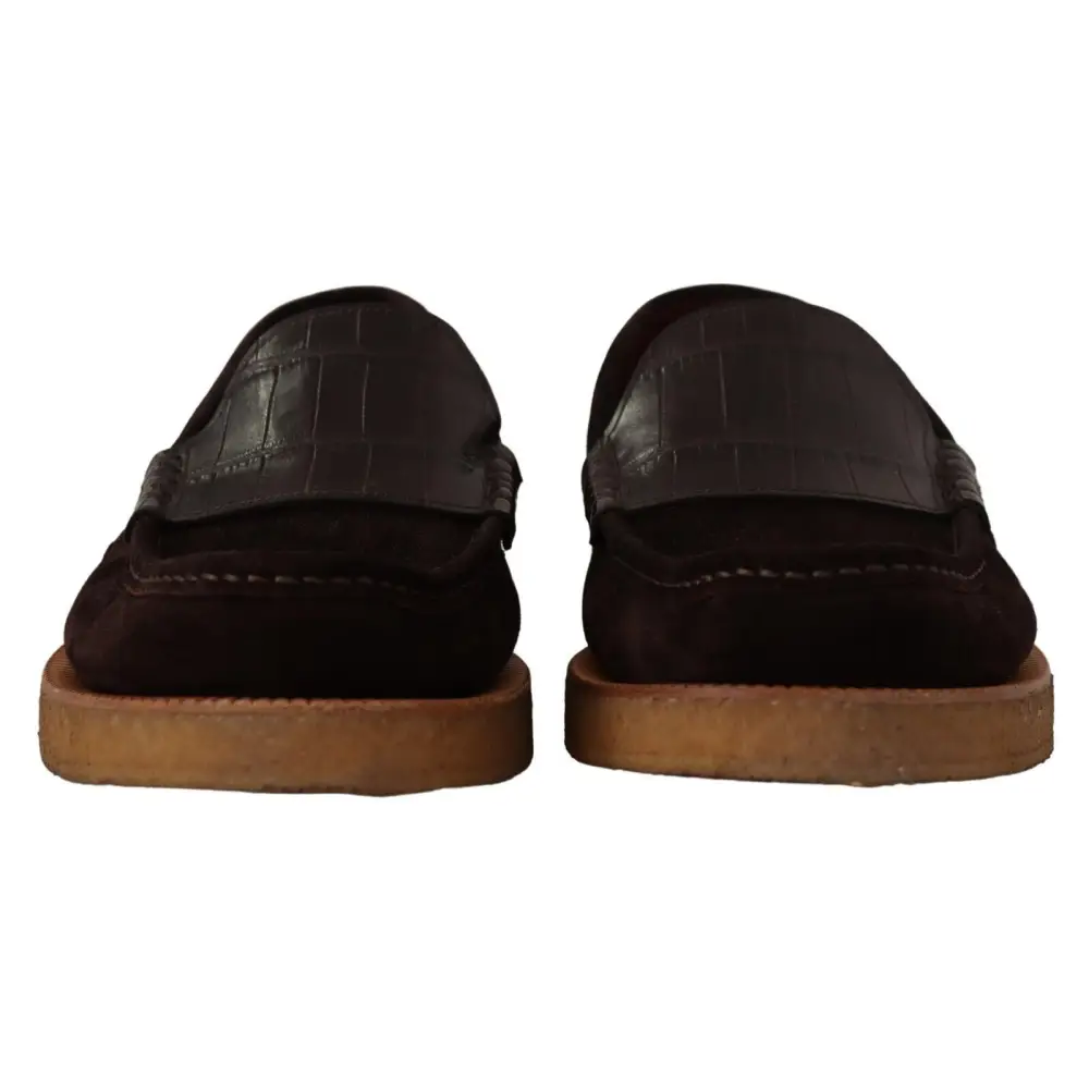 Dolce & Gabbana Braun Wildleder Slip On Flats Mokassin Schuhe - EU44/US11