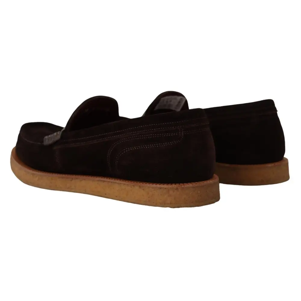 Dolce & Gabbana Braun Wildleder Slip On Flats Mokassin Schuhe - EU44/US11