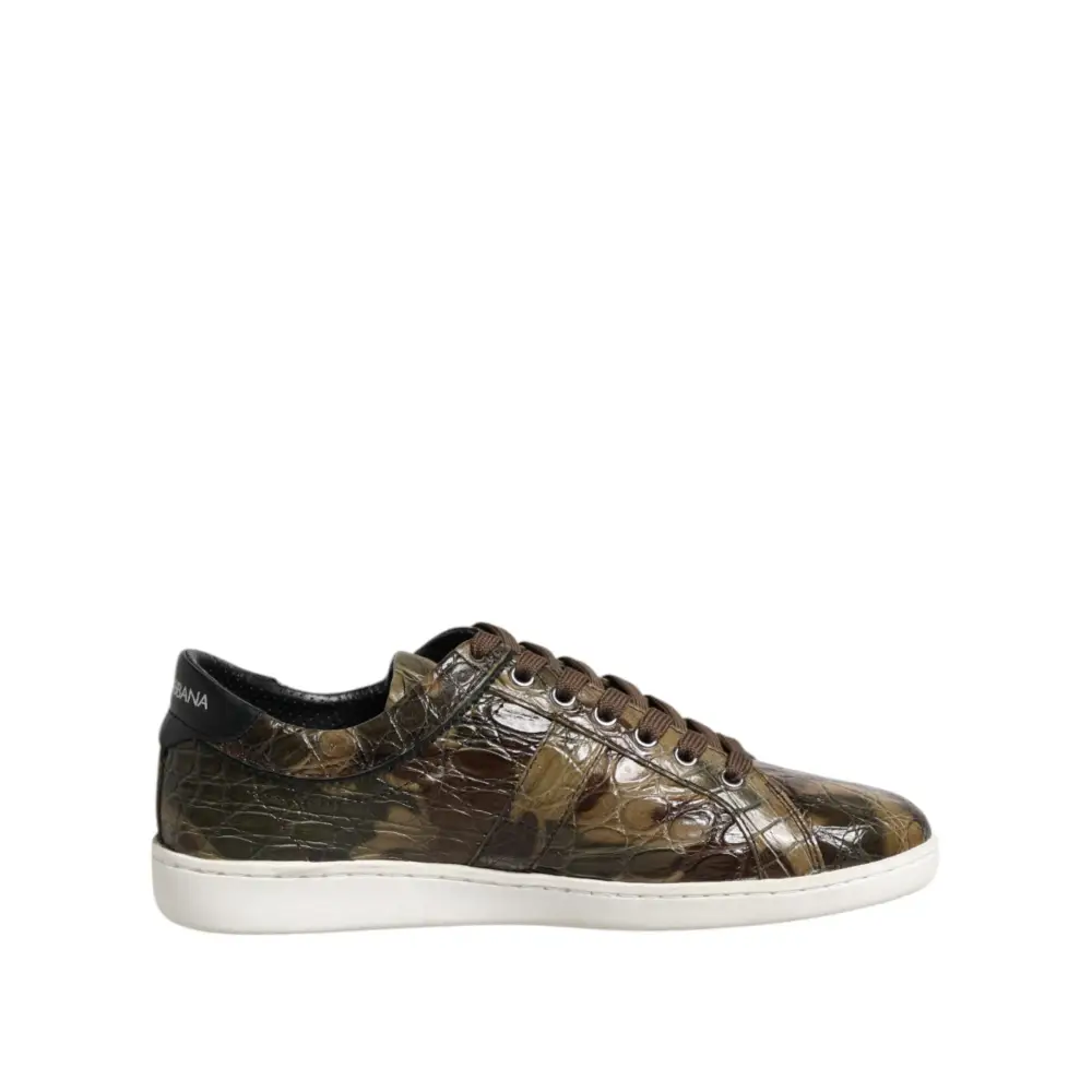 Dolce & Gabbana Braune Exotische Leder Low Top Sneakers Schuhe - EU40/US7