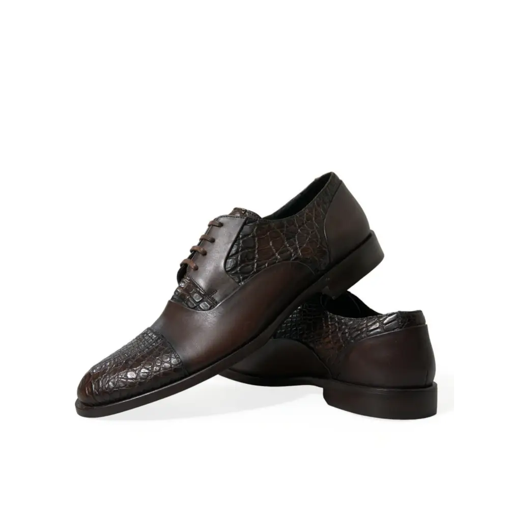 Dolce & Gabbana Braune Exotische Leder Schnürschuhe Oxford Dress Schuhe - EU41/US8