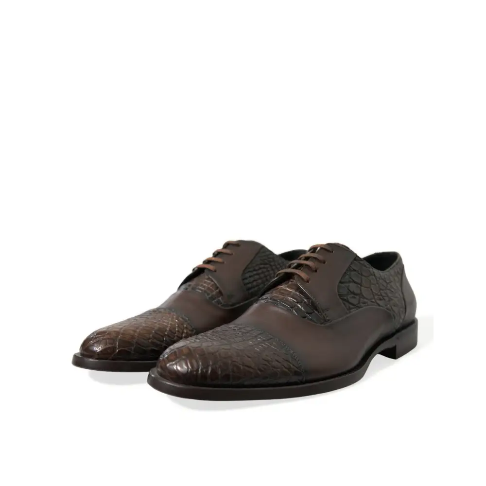 Dolce & Gabbana Braune Exotische Leder Schnürschuhe Oxford Dress Schuhe - EU41/US8