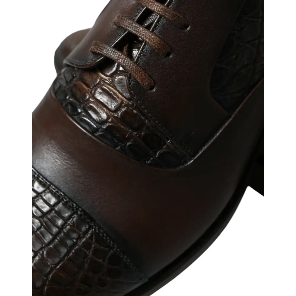 Dolce & Gabbana Braune Exotische Leder Schnürschuhe Oxford Dress Schuhe - EU41/US8