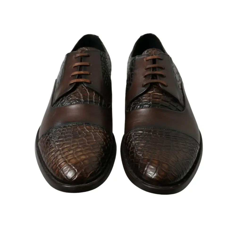 Dolce & Gabbana Braune Exotische Leder Schnürschuhe Oxford Dress Schuhe - EU41/US8