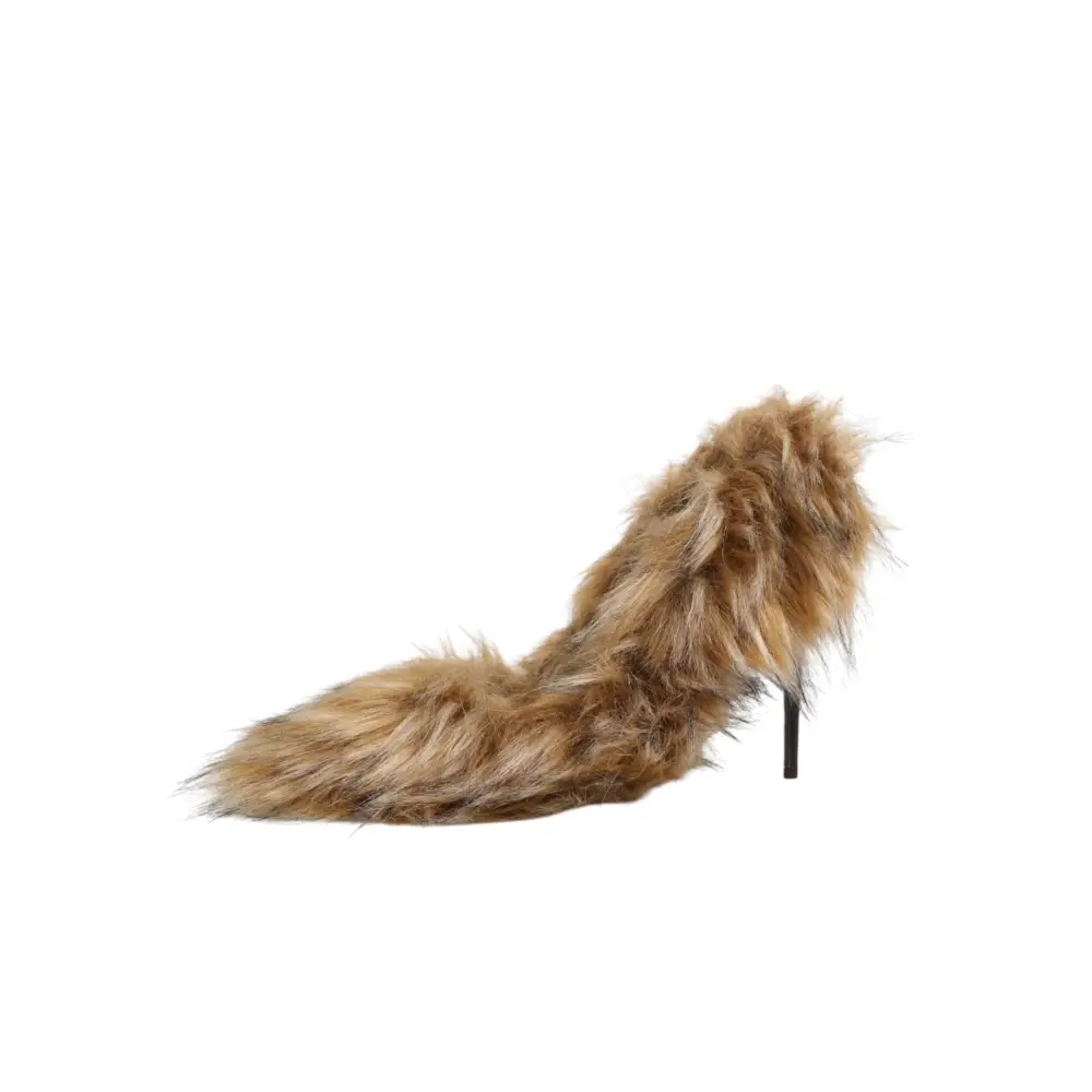 Dolce & Gabbana Braune Fellleder-Pumps mit hohem Absatz - EU39/US8.5