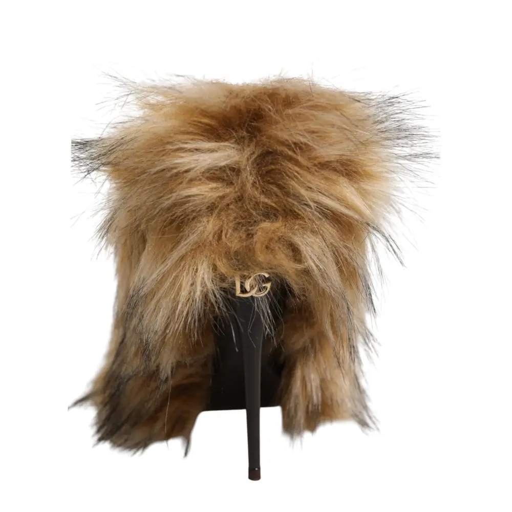 Dolce & Gabbana Braune Fellleder-Pumps mit hohem Absatz - EU39/US8.5