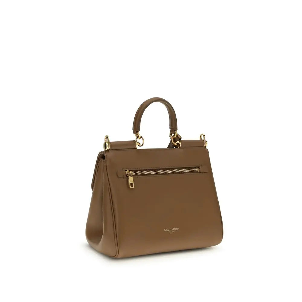 Dolce & Gabbana Braune Kalbsleder Bos Taurus Handtasche