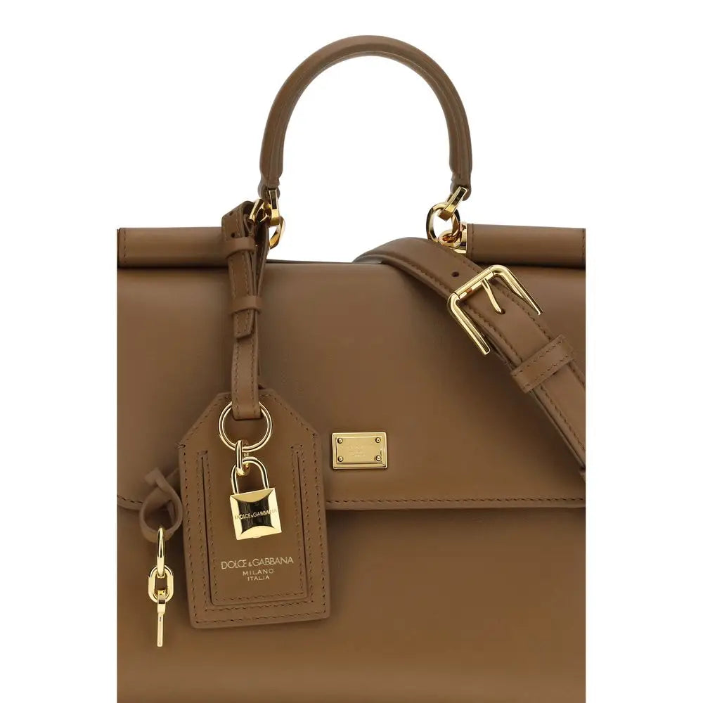 Dolce & Gabbana Braune Kalbsleder Bos Taurus Handtasche