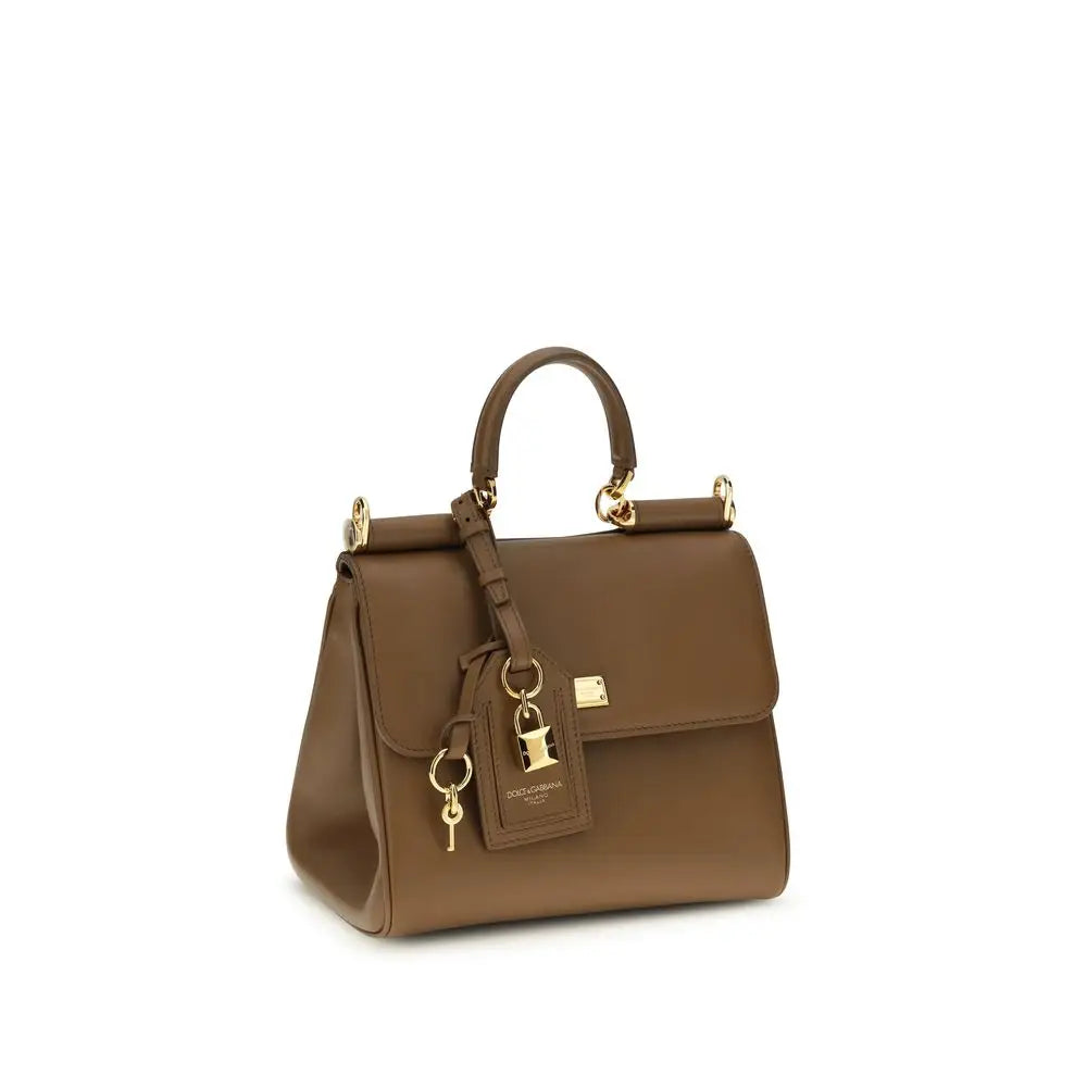 Dolce & Gabbana Braune Kalbsleder Bos Taurus Handtasche