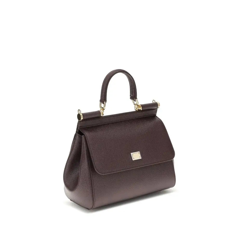 Dolce & Gabbana Braune Kalbsleder Bos Taurus Schultertasche