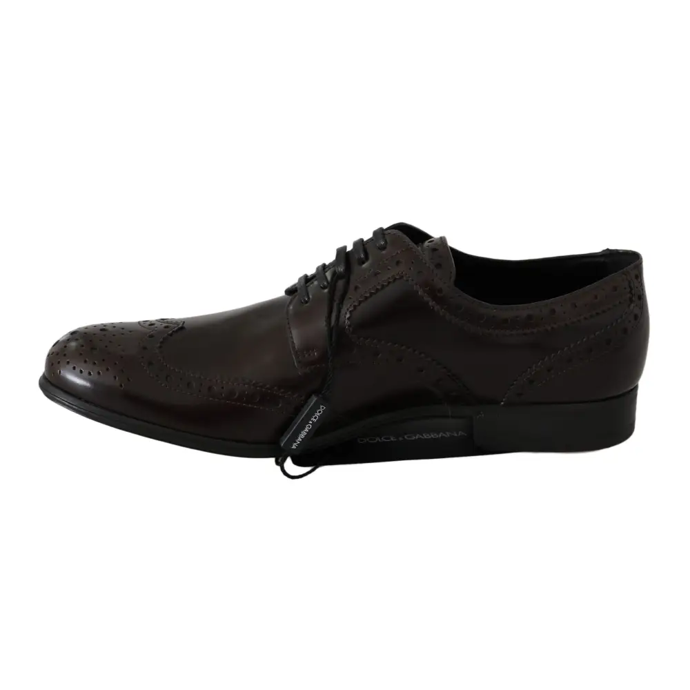 Dolce & Gabbana Braune Leder Broques Oxford Wingtip Schuhe