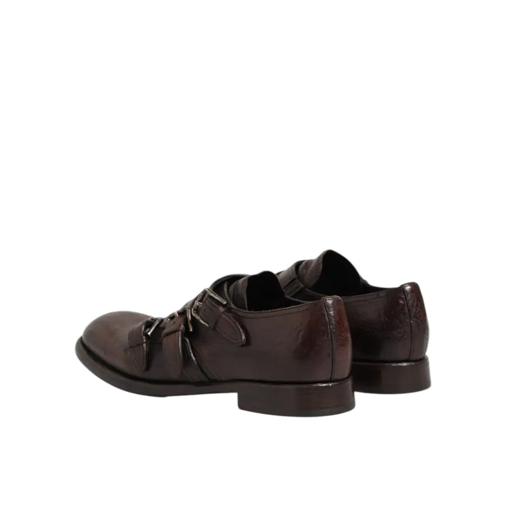 Dolce & Gabbana Braune Leder Monk Strap Formelle Derby Schuhe