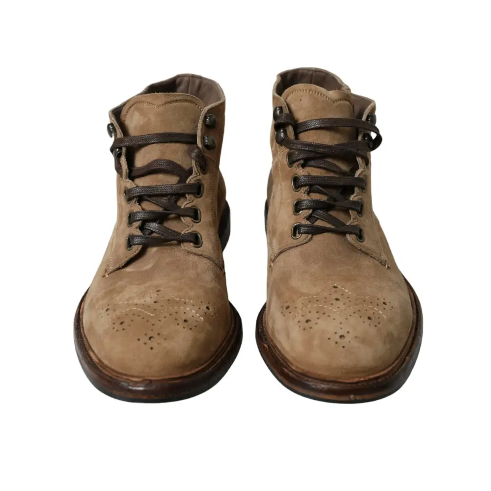 Dolce & Gabbana Braune Leder Schnürstiefel Schuhe - EU41.5/US8.5