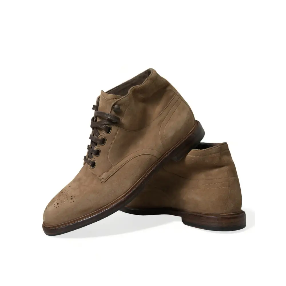Dolce & Gabbana Braune Leder Schnürstiefel Schuhe - EU41.5/US8.5