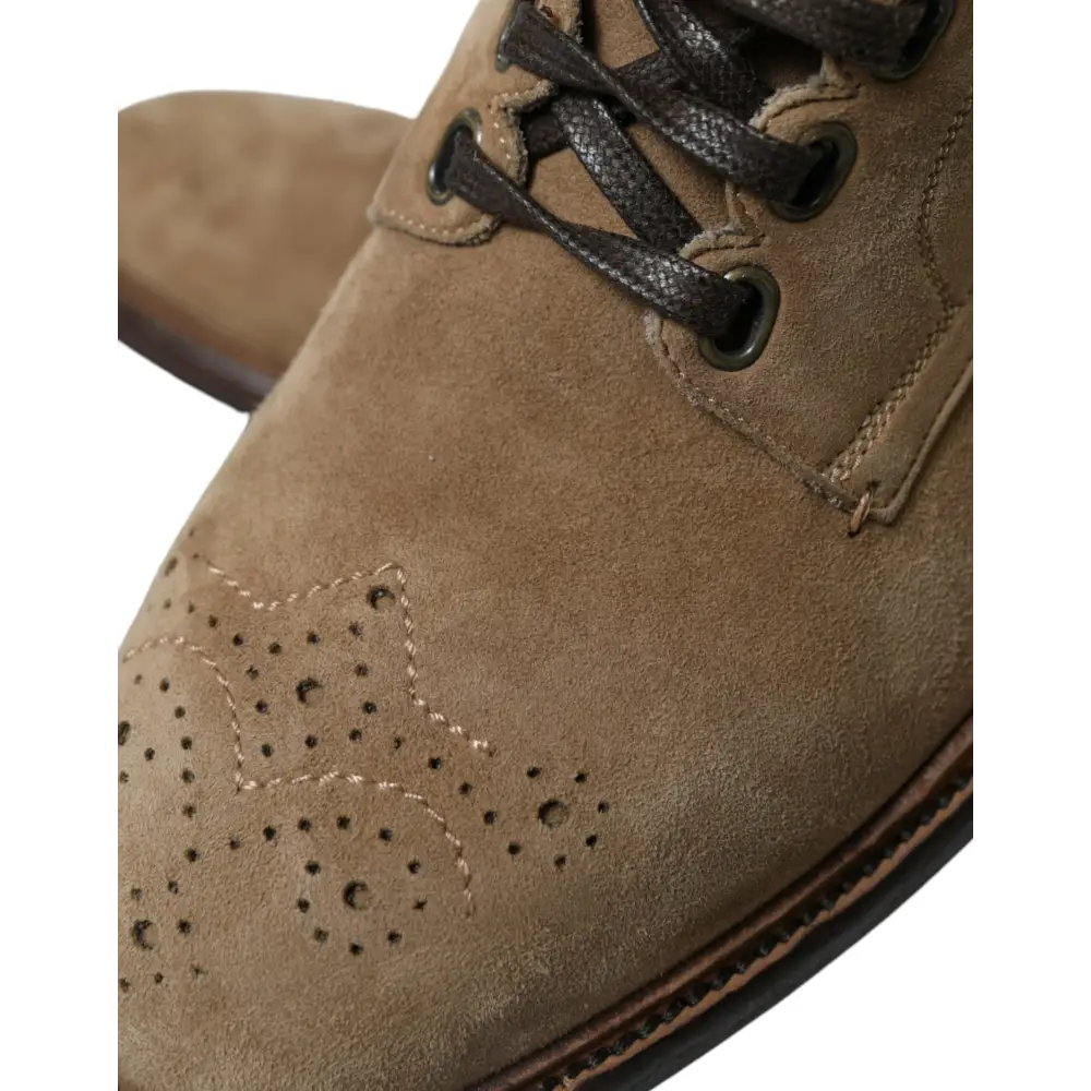 Dolce & Gabbana Braune Leder Schnürstiefel Schuhe - EU41.5/US8.5