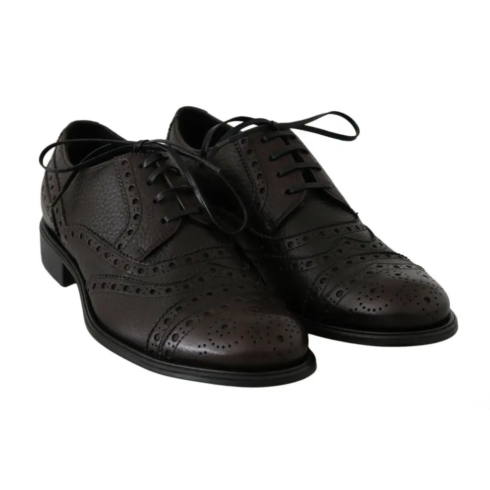 Dolce & Gabbana Braune Leder Wingtip Derby Formelle Schuhe - EU39/US6