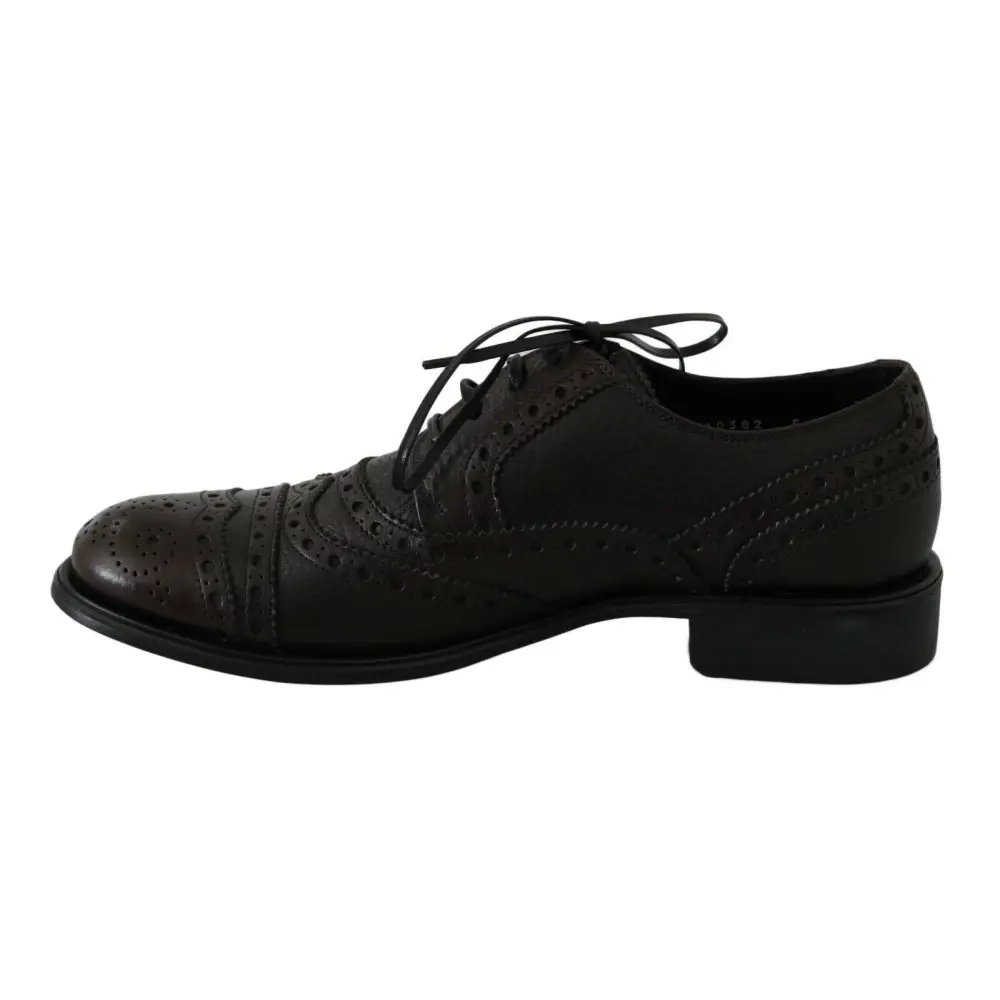 Dolce & Gabbana Braune Leder Wingtip Derby Formelle Schuhe - EU39/US6
