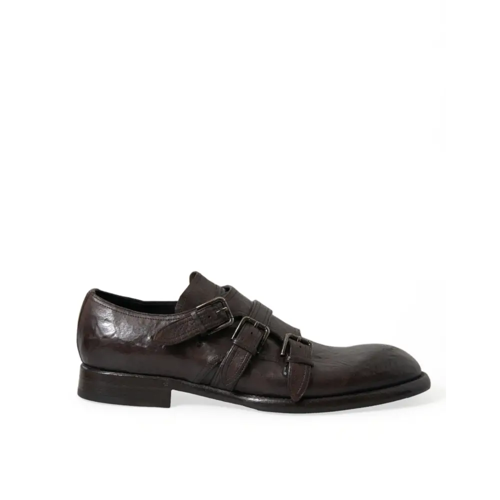 Dolce & Gabbana Braune Lederriemen-Schuhe für formelle Anlässe - EU47/US14