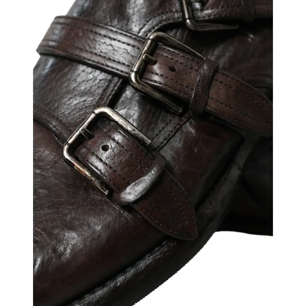 Dolce & Gabbana Braune Lederriemen-Schuhe für formelle Anlässe - EU47/US14