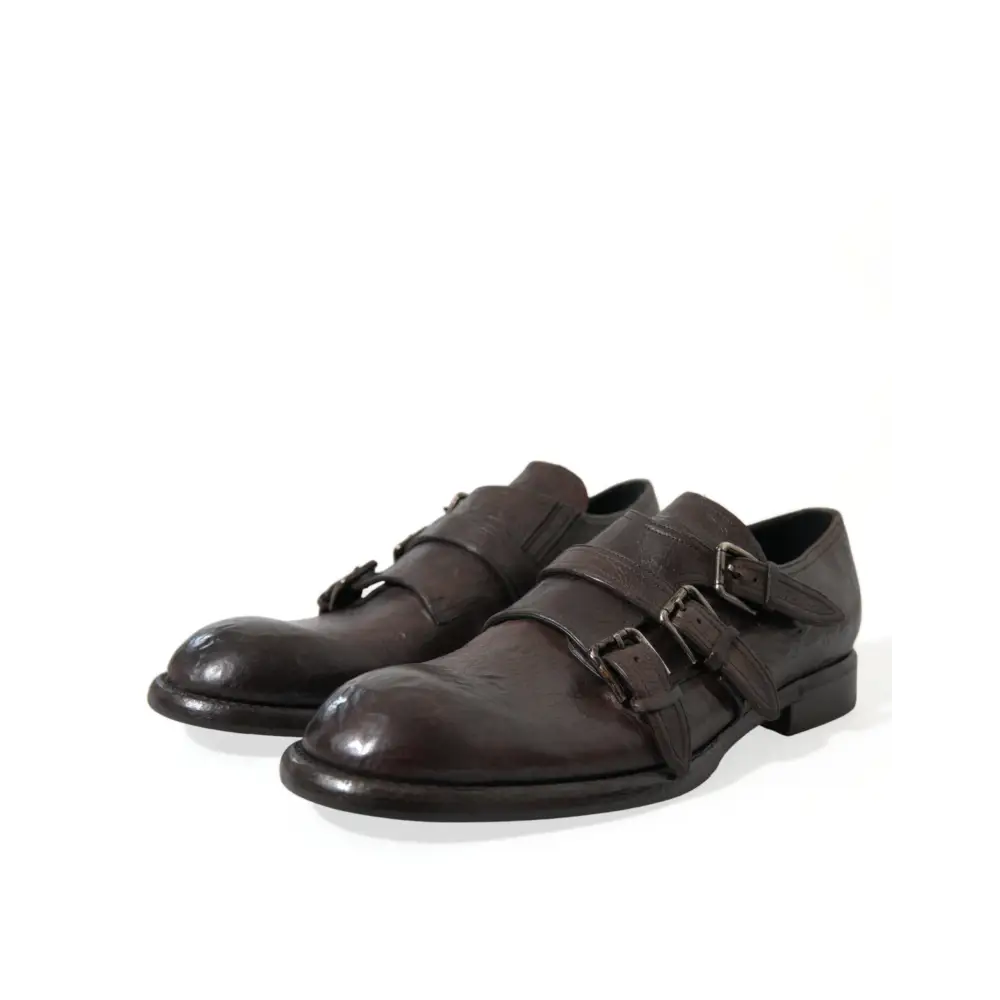 Dolce & Gabbana Braune Lederriemen-Schuhe für formelle Anlässe - EU47/US14