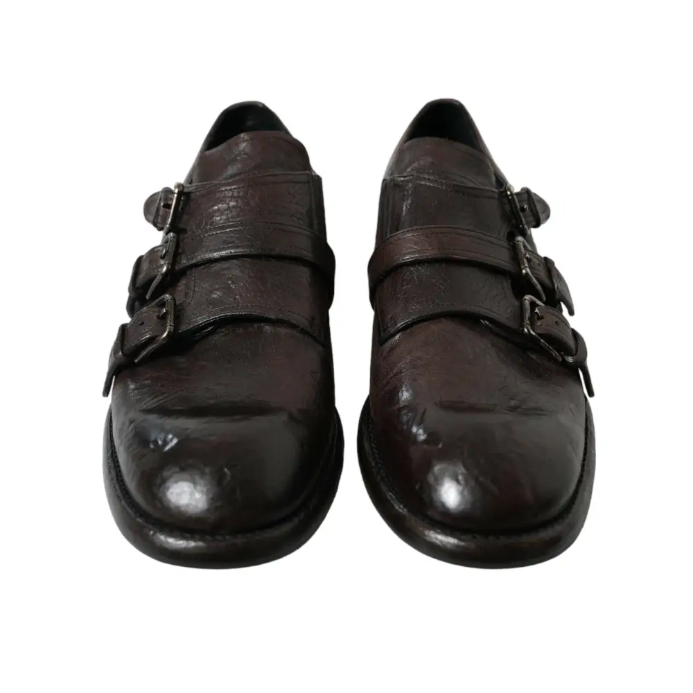 Dolce & Gabbana Braune Lederriemen-Schuhe für formelle Anlässe - EU47/US14