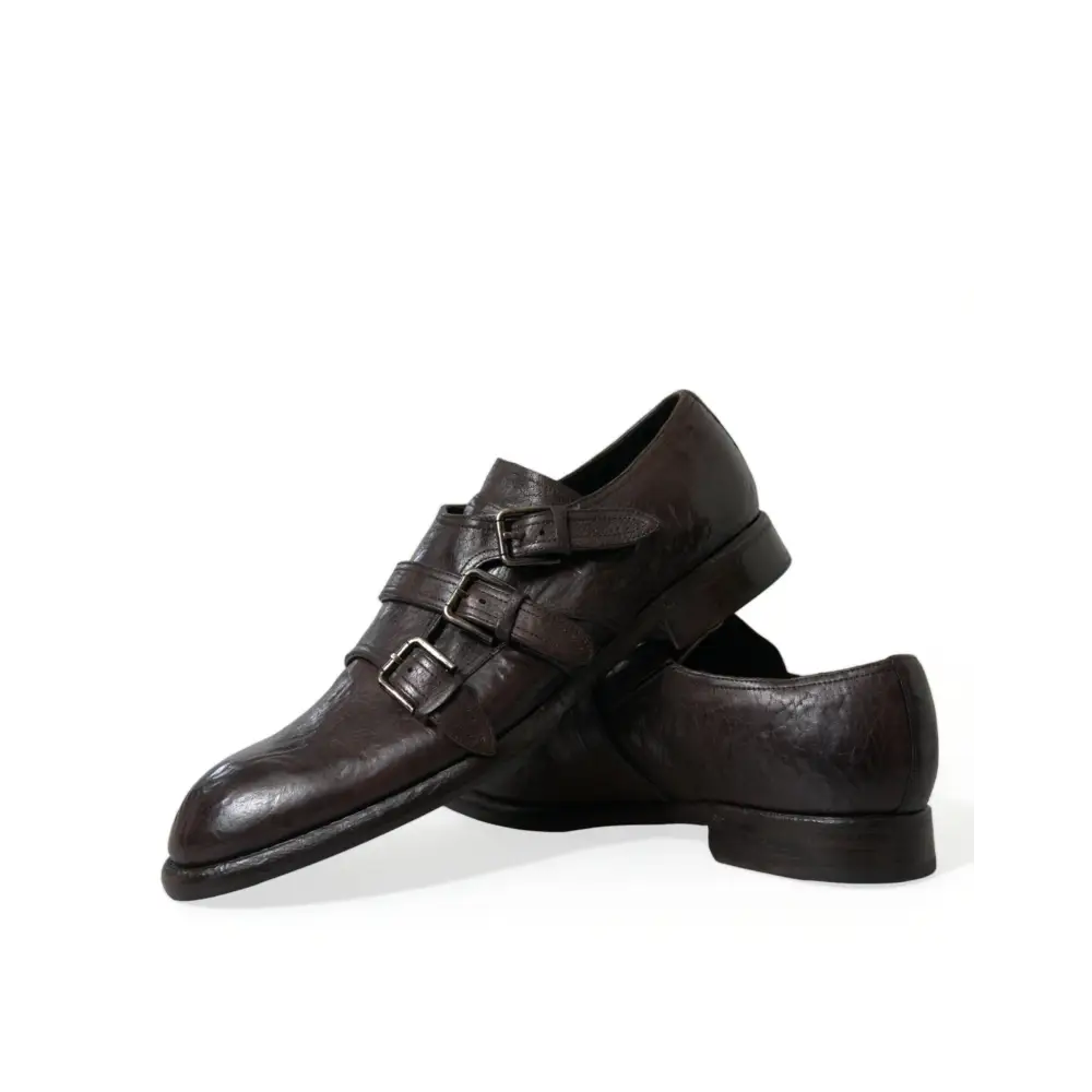 Dolce & Gabbana Braune Lederriemen-Schuhe für formelle Anlässe - EU47/US14
