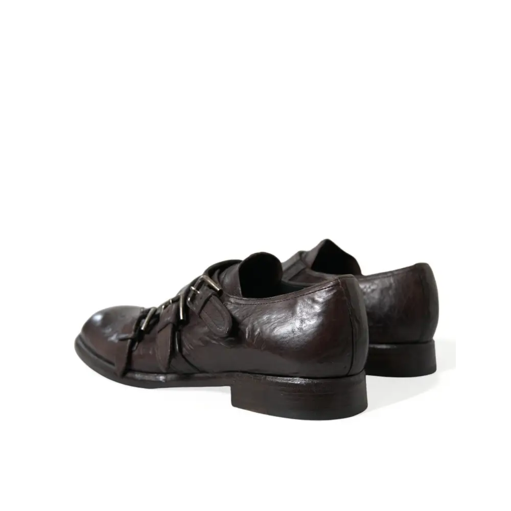 Dolce & Gabbana Braune Lederriemen-Schuhe für formelle Anlässe - EU47/US14