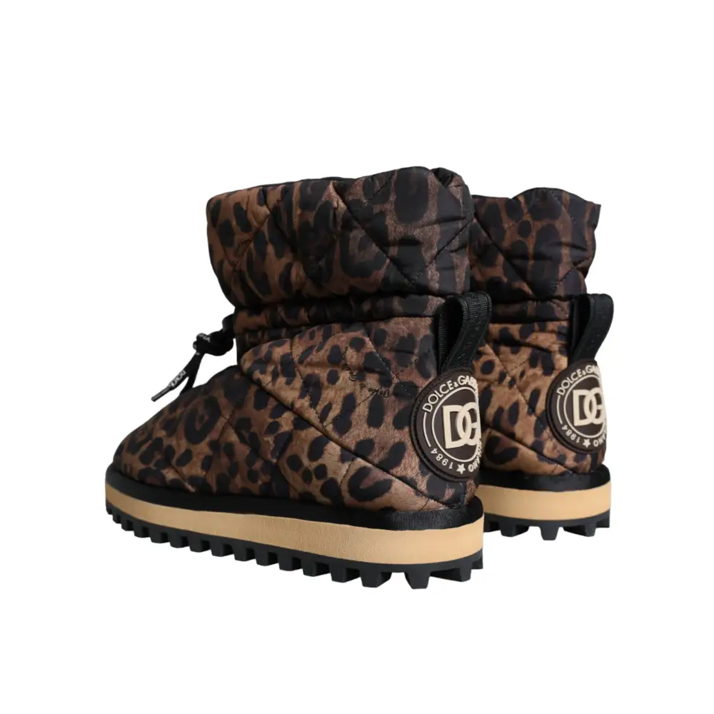 Dolce & Gabbana Braune Leopard-Stiefeletten Gepolsterte Schuhe - EU44/US11