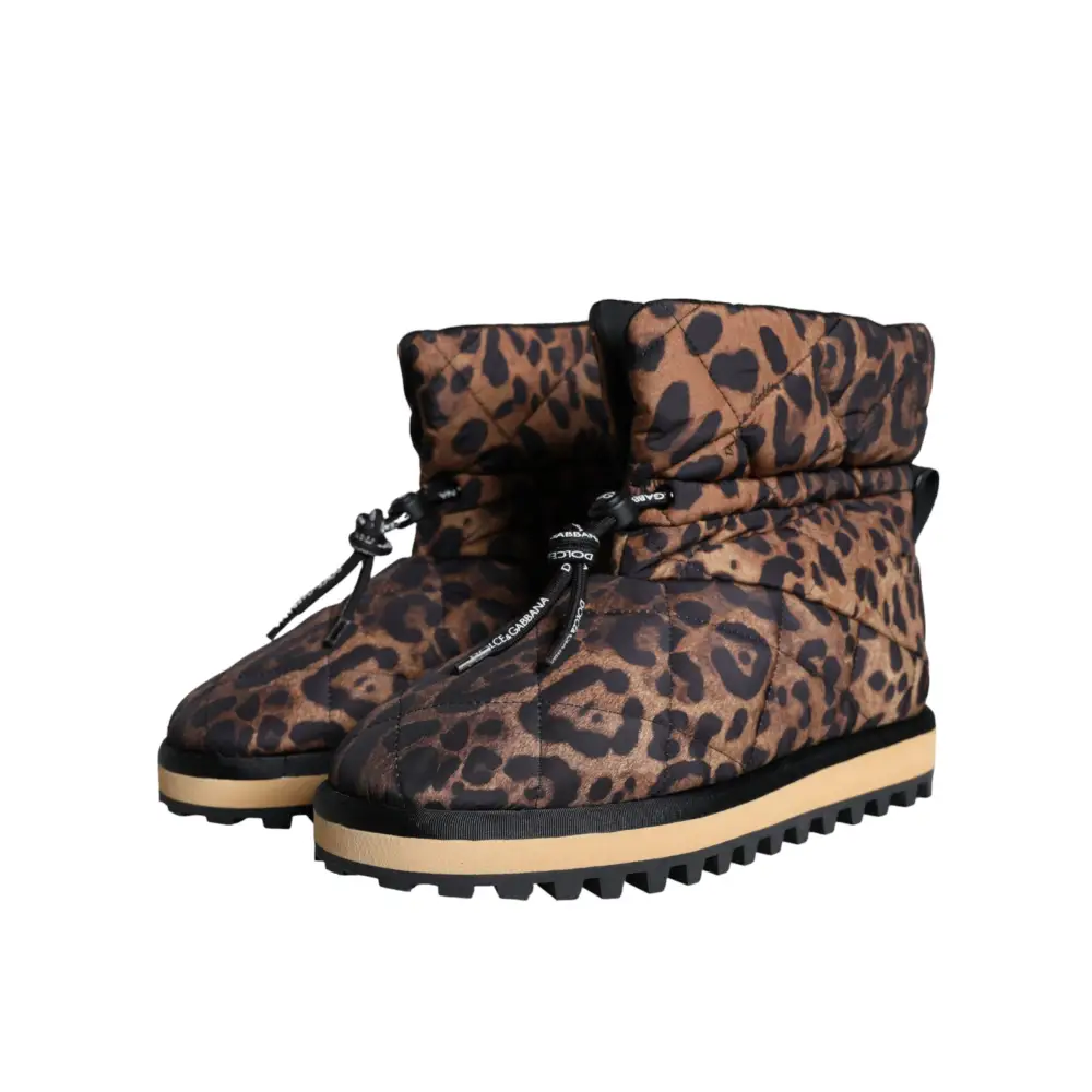 Dolce & Gabbana Braune Leopard-Stiefeletten Gepolsterte Schuhe - EU44/US11