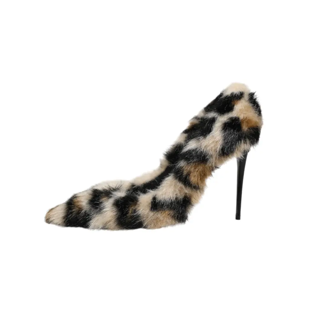 Dolce & Gabbana Braune Leoparden-High-Heels mit Fell - EU39/US8.5