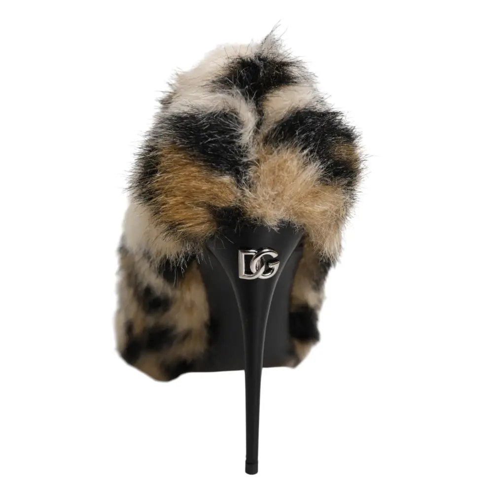 Dolce & Gabbana Braune Leoparden-High-Heels mit Fell - EU39/US8.5