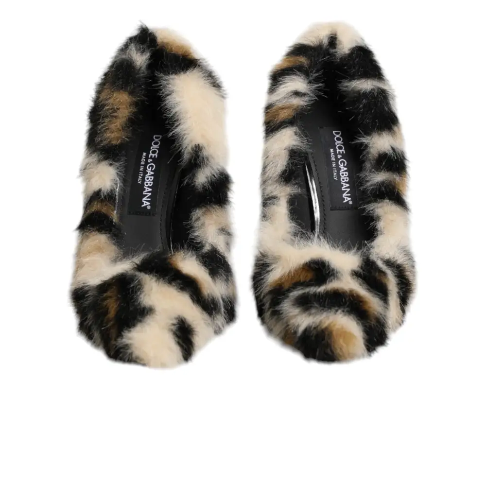 Dolce & Gabbana Braune Leoparden-High-Heels mit Fell - EU39/US8.5