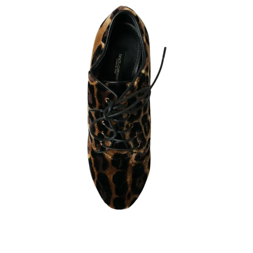 Dolce & Gabbana Braune Leopardenhaar Schnürstiefel Schuhe