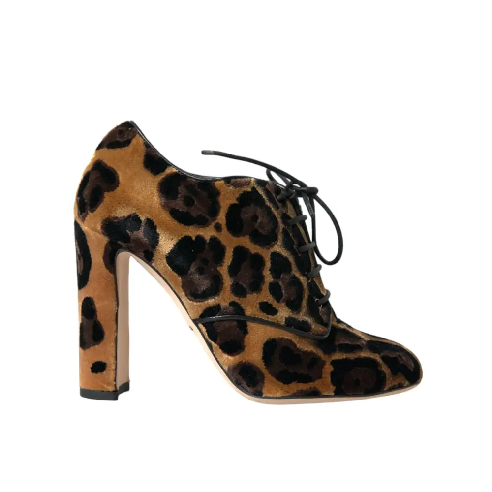 Dolce & Gabbana Braune Leopardenhaar Schnürstiefel Schuhe